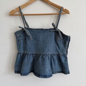 Wild Fable Womens Denim Peplum Top W adjustable Straps Sz M summer spring